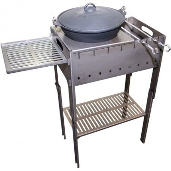 Мангал разборный Тонар со столиком и подставкой под казан (2мм, сумка)