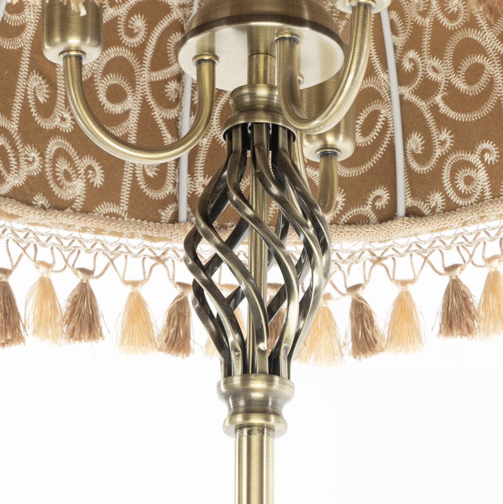 Citilux Базель CL407935T Торшер бронза со столиком и абажуром Вышивка