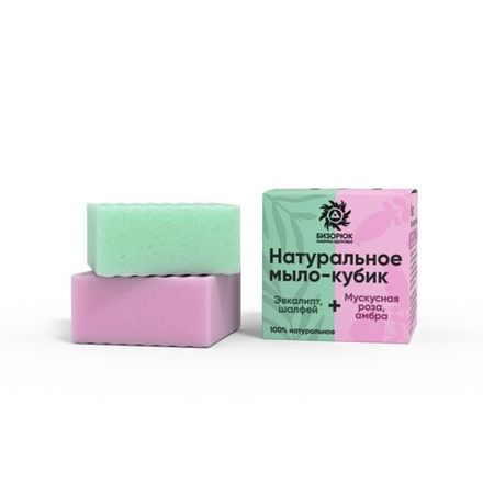 Мыло-кубик "Эвкалипт, мускусная роза" картон 100 г, "Бизорюк" Бизорюк - Фабрика Здоровья