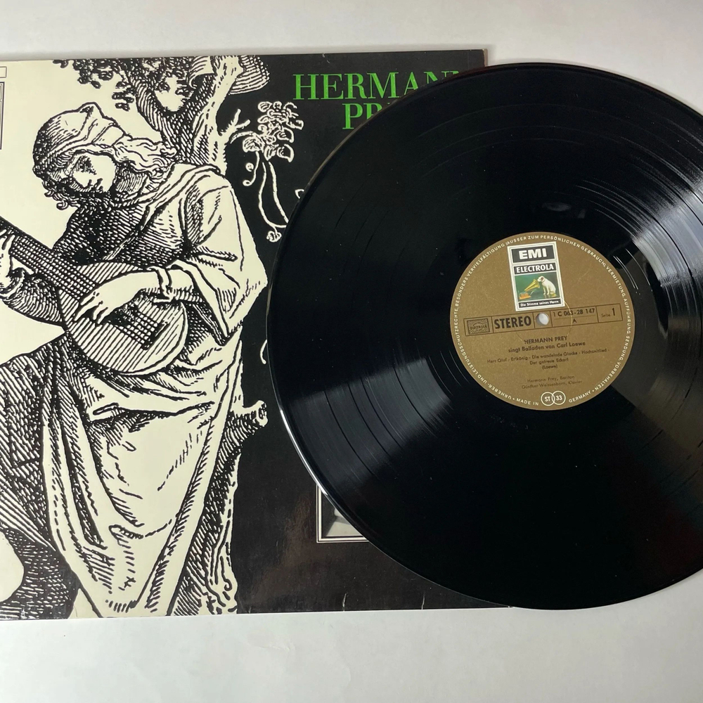 Винтажная виниловая пластинка LP Герман Оскар Карл Бруно Прей Hermann Prey, Carl Loewe, Gunther Weissenbor, Hermann Prey Singt Balladen Von Carl Loewe (Германия 1966)