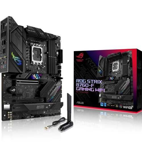 Материнская плата ASUS ROG STRIX B760-F GAMING WIFI (LGA1700/B760/4xDDR4/2xPCI-Ex16/3xM.2/SB/GLAN/Wi-Fi/BT/DP/HDMI/ATX)