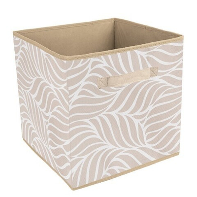 Короб-кубик для хранения "Листья", Д300 Ш300 В300, бежевый