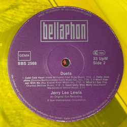 Винтажная виниловая пластинка LP Jerry Lee Lewis And Friends Duets (Germany 1978) (Yellow Vinyl)
