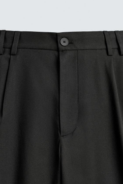 ZARA БРЮКИ RELAXED FIT СО СКЛАДКАМИ, ЧЕРНЫЙ
