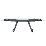 Прямоугольный раздвижной обеденный стол 1150 из стекла и черной стали