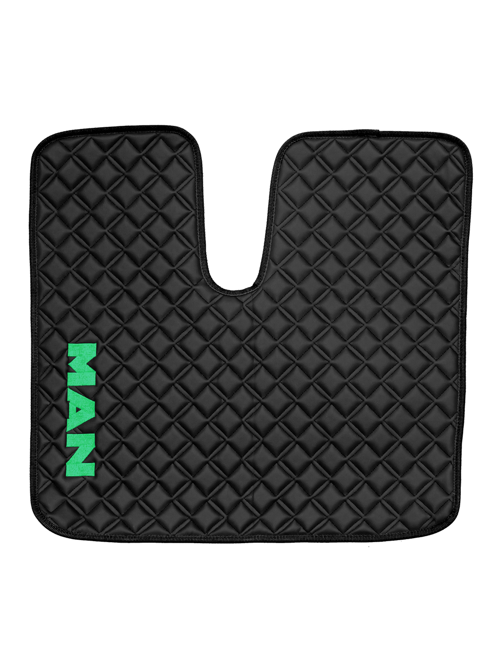 Ковры MAN TGX с 1-м ящиком (автомат) (экокожа, черный, черный кант, зеленая вышивка)