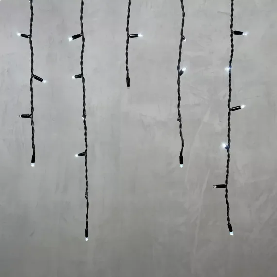 Светодиодная бахрома с колпачком 3,2*0,9 м., 168 белых LED ламп, мерцание, каучуковый черный провод, LTC (LL168BLW-1-2W)