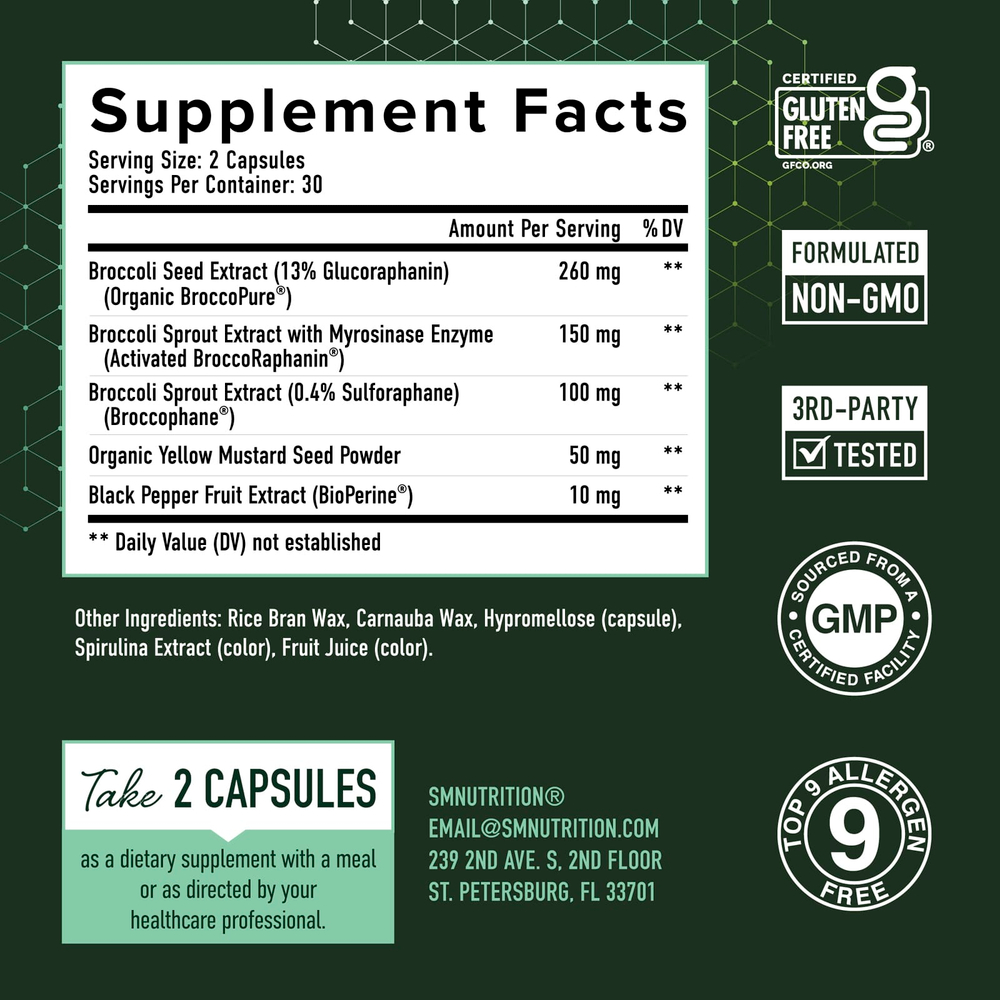 SMNutrition, активированный комплекс с сульфорафаном, с отсроченным высвобождением, 60 капсул