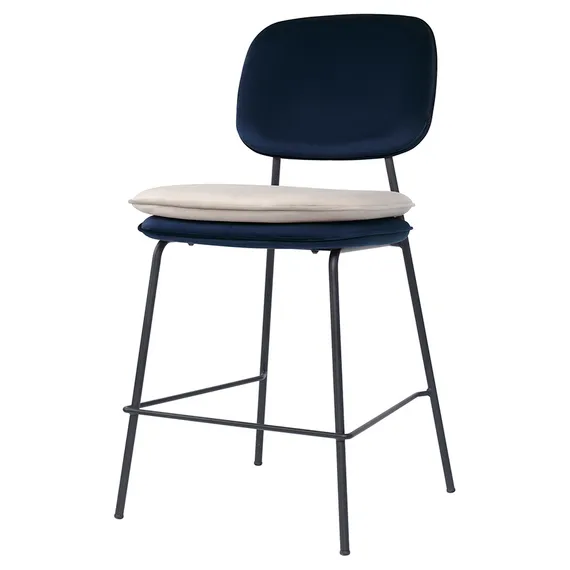Стул полубарный pea, велюр, темно-синий/бежевый