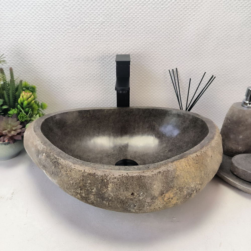 Каменная раковина из речного камня RS-63409 (53*38*15) 0123