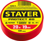 STAYER PROTECT-20, 19 мм х 20 м, 5 000 В, красная, изолента ПВХ, Professional (12292-R)