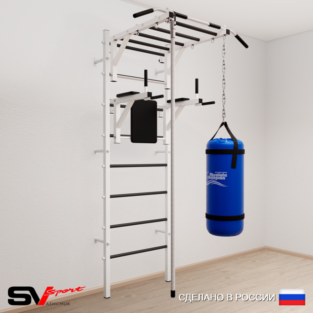 Шведская стенка Sv Sport 5402 (Турник рукоход/Брусья/Канат/Цепь/Мешок 22кг)