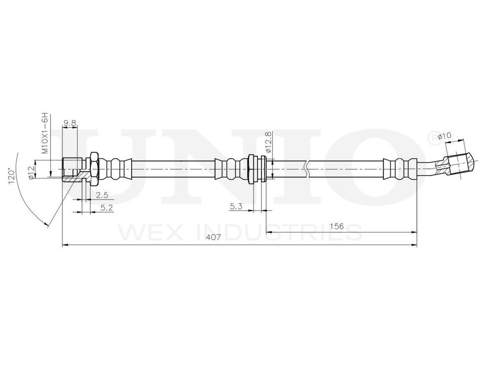 Шланг тормозной передний правый UNIO BRH-10046