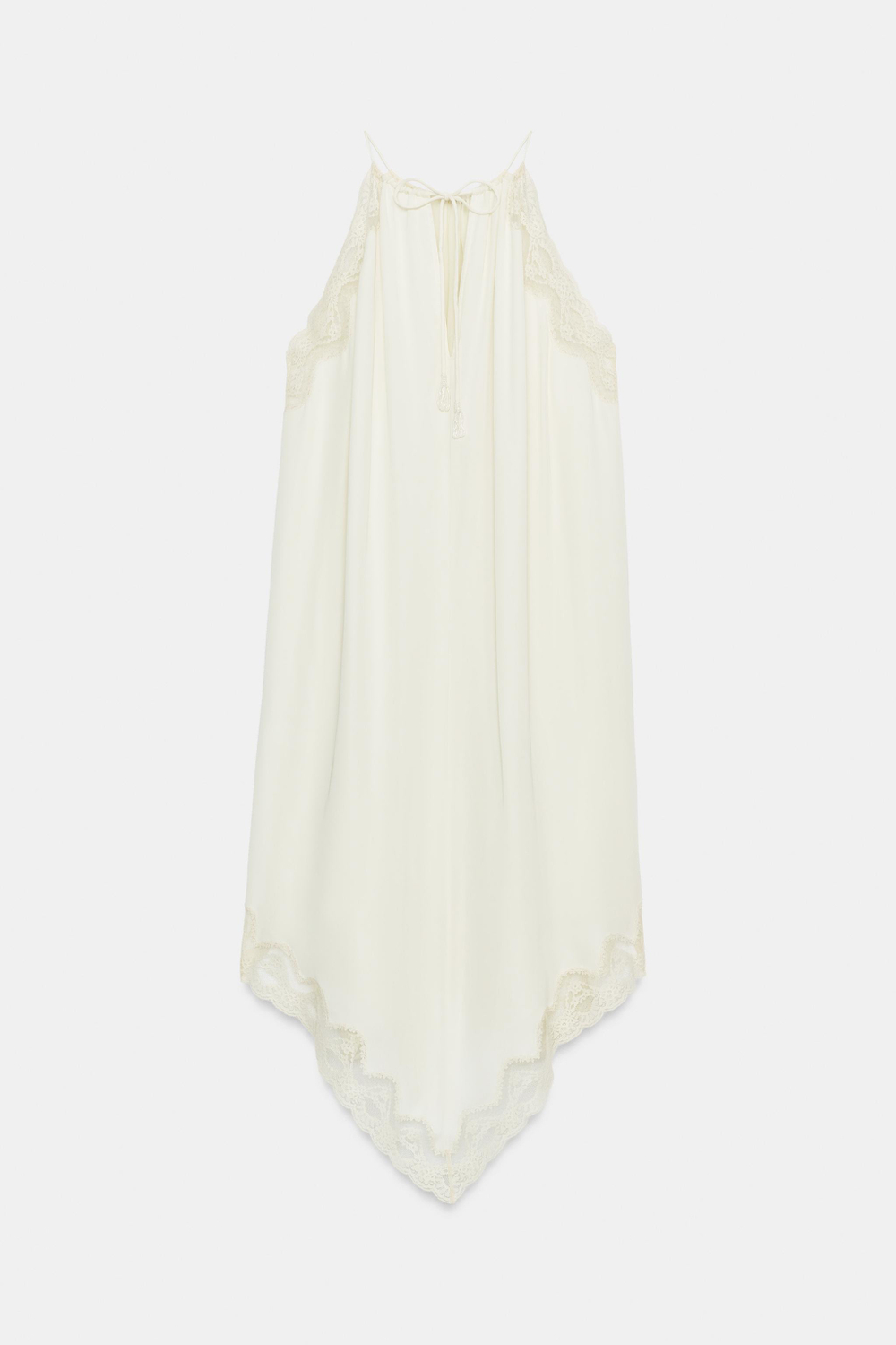 ZARA ПЛАТЬЕ ИЗ КОМБИНИРОВАННОГО КРУЖЕВА — ZW COLLECTION, ЭКРЮ