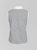 Майка W&L 6602-3 в полоску с воротником и логотипом на груди