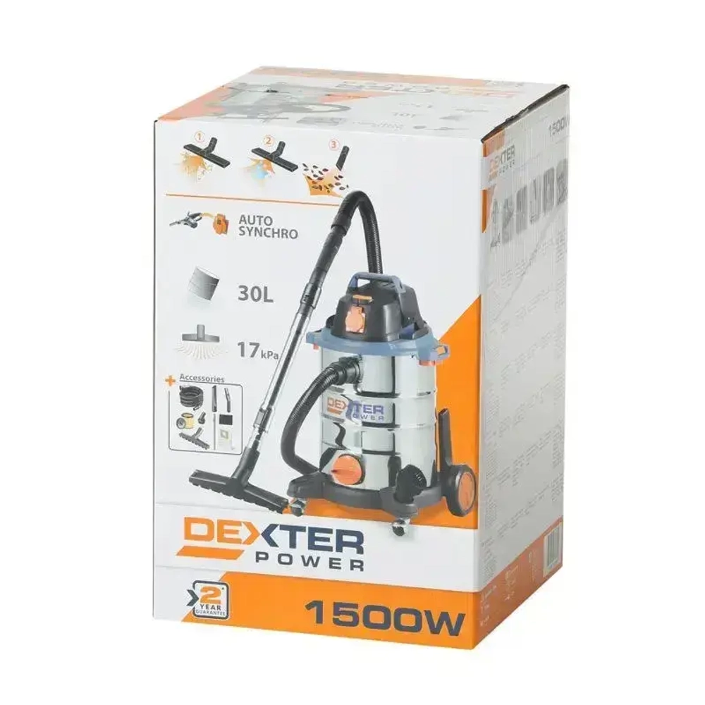 Пылесос строительный Dexter Power 1500 Вт 30 л