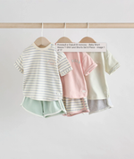 Футболка и шорты в комплекте для малышей Next AG4-644, 3 шт., Розовый, Салатовый