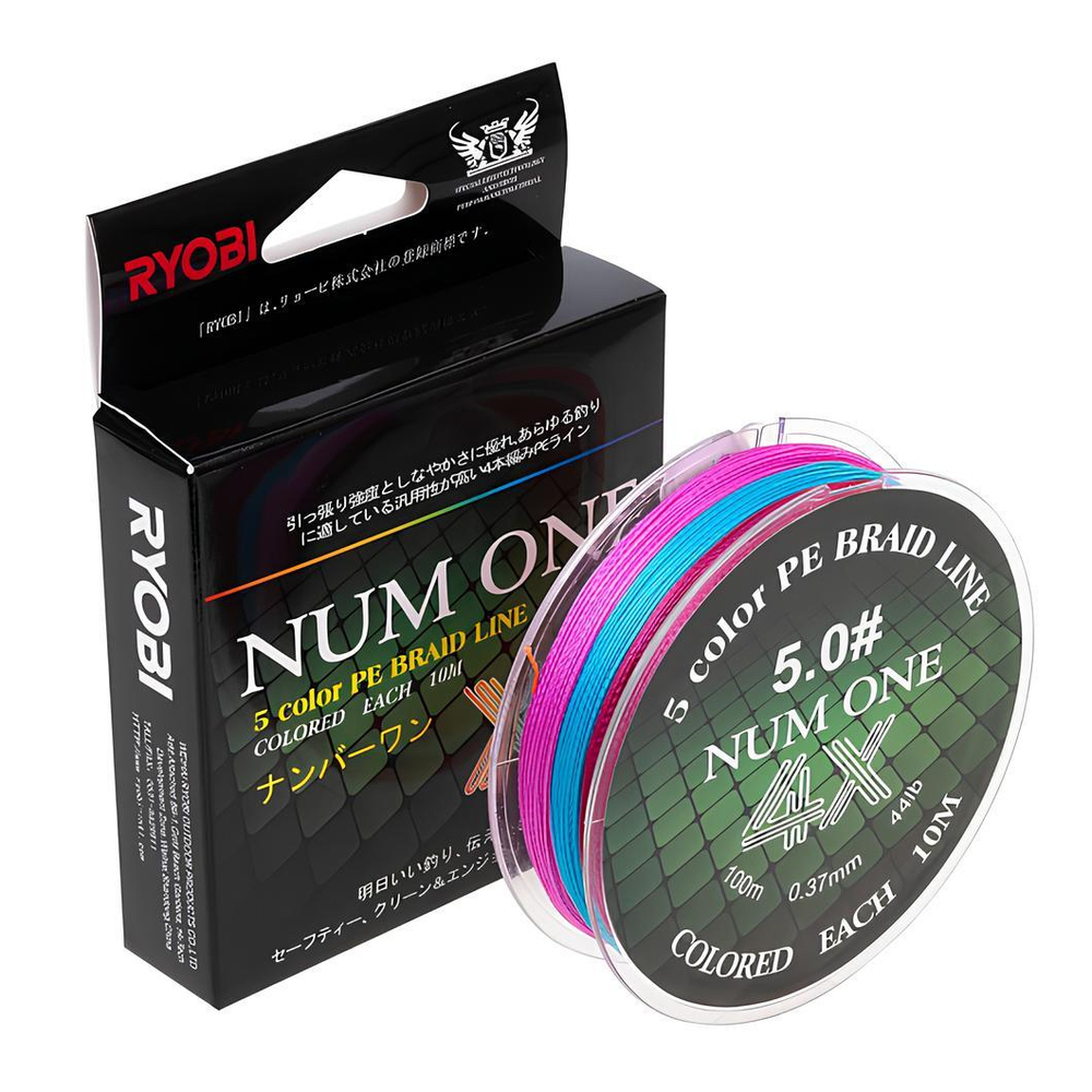 Шнур NUM ONE PE4X-100M 5.0#/0,370 mm Multi Colour