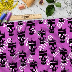 Ткань шифон ядовитые черепа на розовом фоне