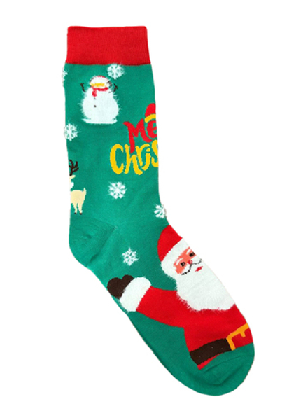 Носки НГ р.40-45 "Happy NY" Большой Санта Зеленые