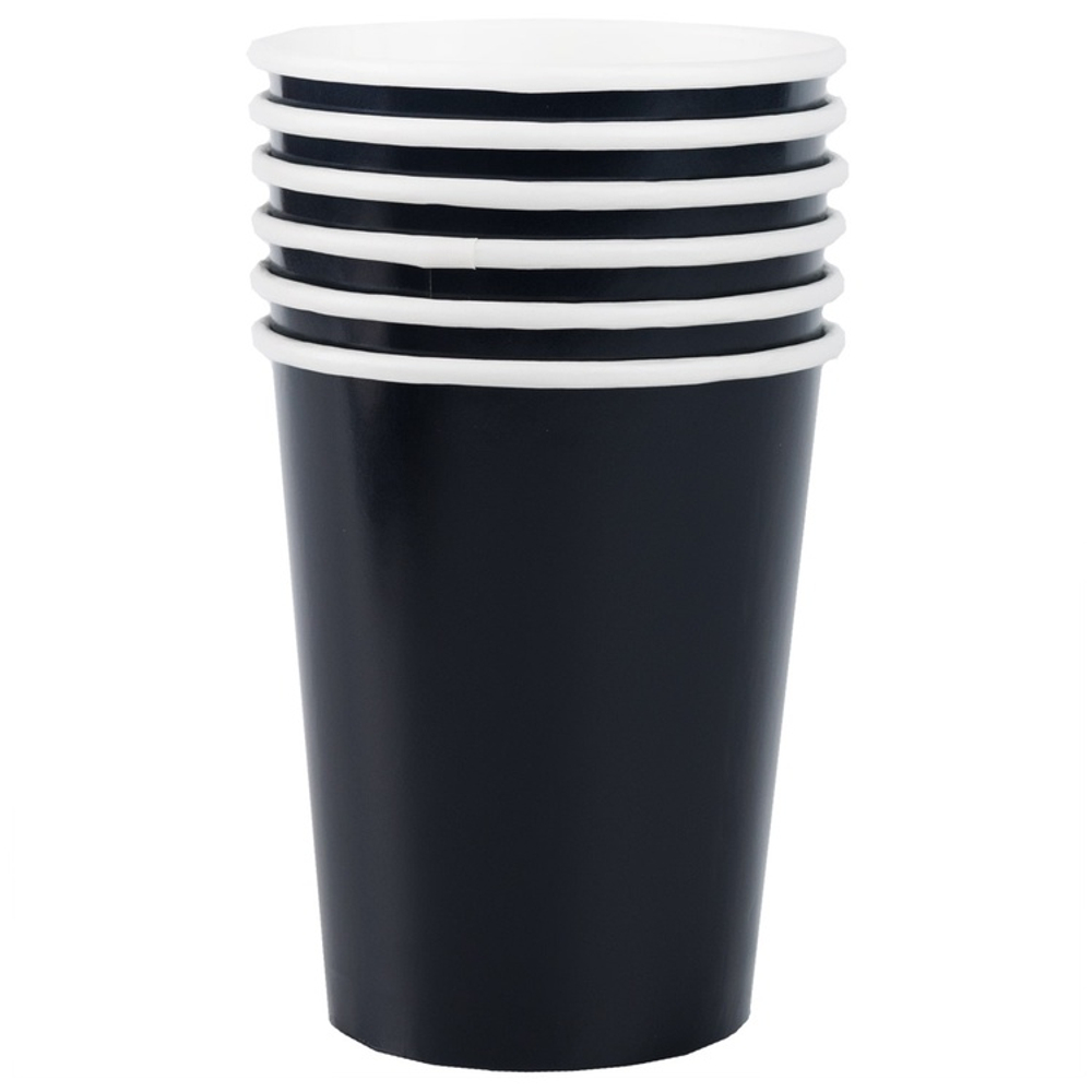 Стаканы бумажные в черном цвете, 250 мл, 6 шт