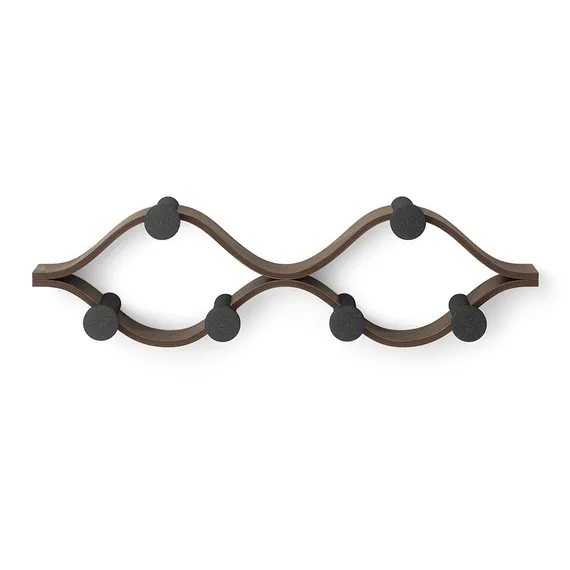 Вешалка настенная montage, 6 крючков, черный/орех