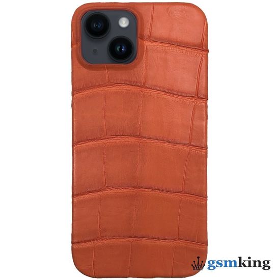 Leather Case for iPhone 14 Croco Orange (Оранжевый крокодил)