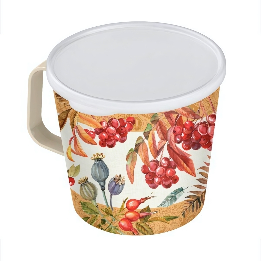 Контейнер-кружка 750мл с декором (бежевый)