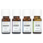 Aura Cacia, Откройте для себя комплект эфирных масел, 4 флакона, 0,25 унций (7,4 мл) каждый.