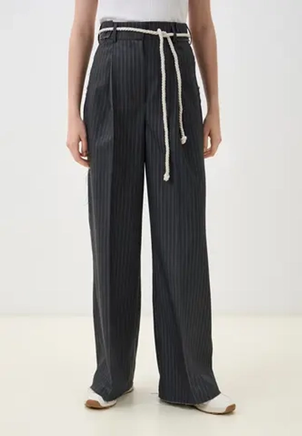 Брюки с необработанным краем, цвет серый в полоску