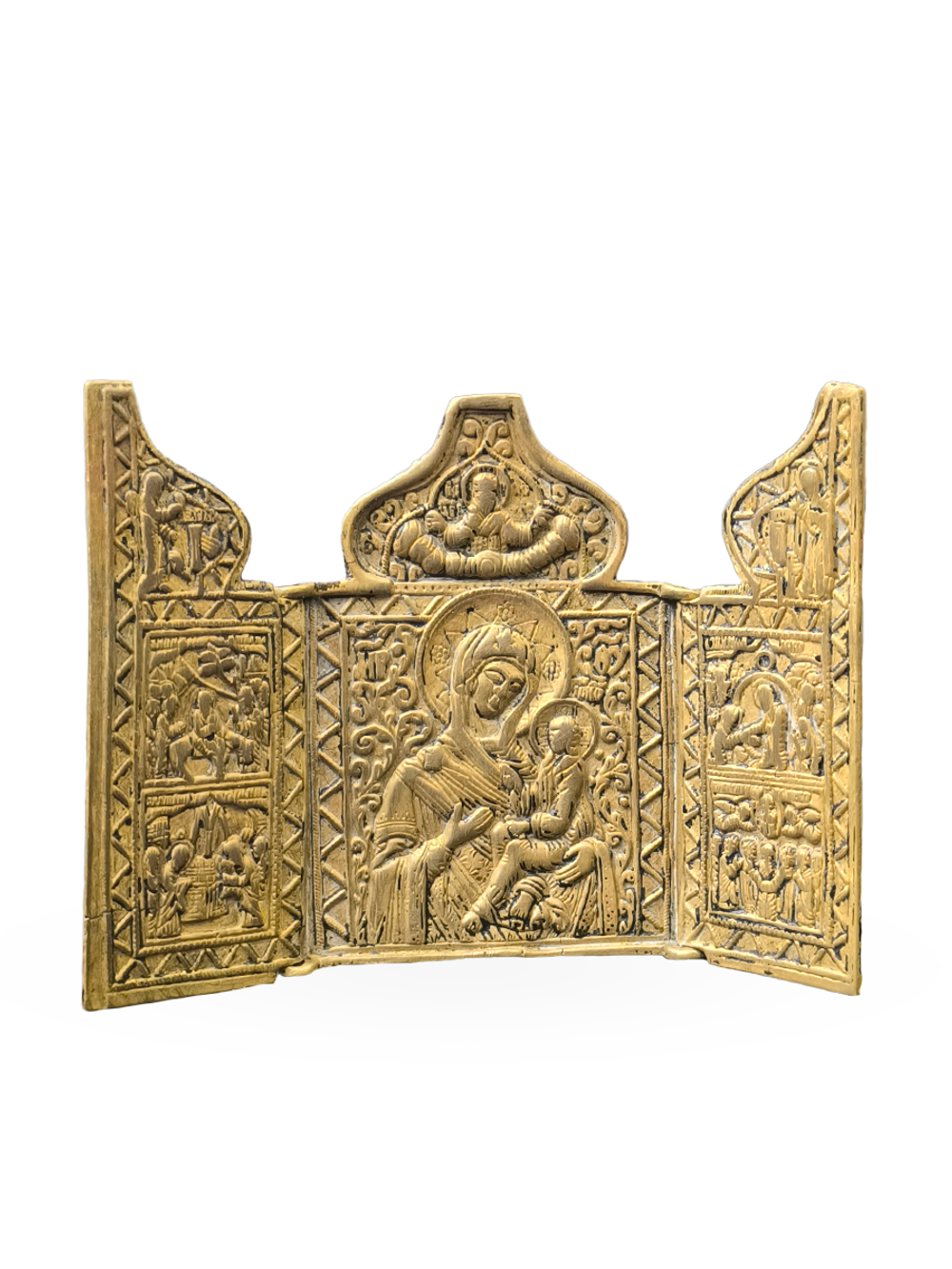 Антикварный складень «Тихвинская богоматерь»