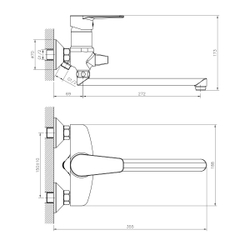 Смеситель DECOROOM DR72043 одноручный для ванны универсальный с поворотным изливом 300 мм