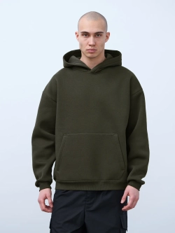 Худи оверсайз с начесом (хаки)