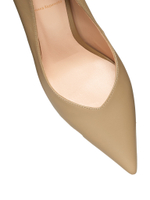 Женские туфли бежевые с бамбуковым каблуком