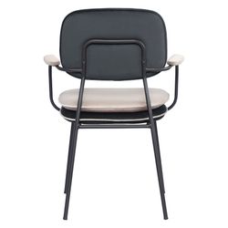 Стул с подлокотниками и контрастным кантом Pea, велюр, темно-серый/бежевый