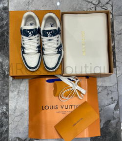 Кроссовки LV Trainer унисекс сине белого цвета