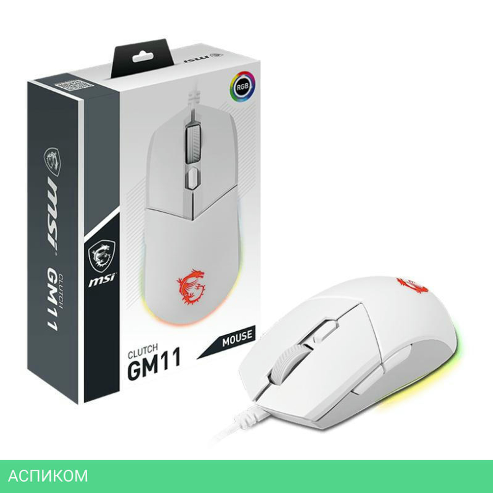 Мышь MSI Clutch GM11 белый (S12-0401970-CLA)