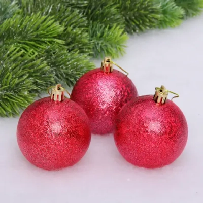 Новогодние шары 7см (набор 3шт) «Мягкий блеск», красный