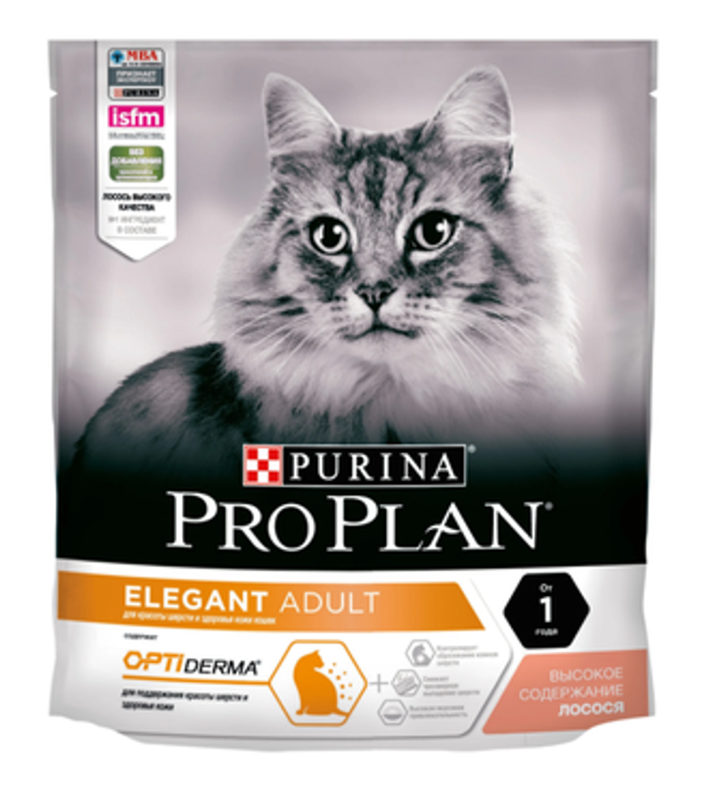 Purina Pro Plan Elegant Сухой корм для кошек для шерсти c лососем, 400 г