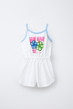 ZARA КОМБИНЕЗОН С ПРИНТОМ, ЭКРЮ