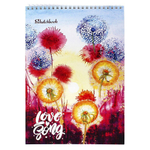 Скетчбук А4 30л., "Одуванчики", 160 г/м2, Проф-Пресс, гребень, матовая ламинация. жёсткая подложка,белый офсет