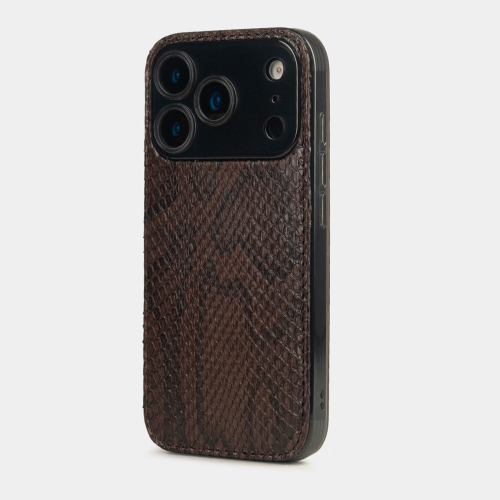 Чехол-накладка для iPhone 17 Pro - кожа питона, темно-коричневый