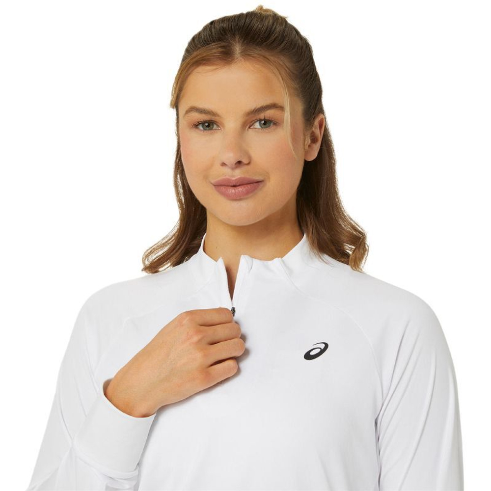 Женская теннисная футболка (dł. Рукава) Asics Court Long Sleeve 1/2 Zip Top - brilliant white/brilliant white