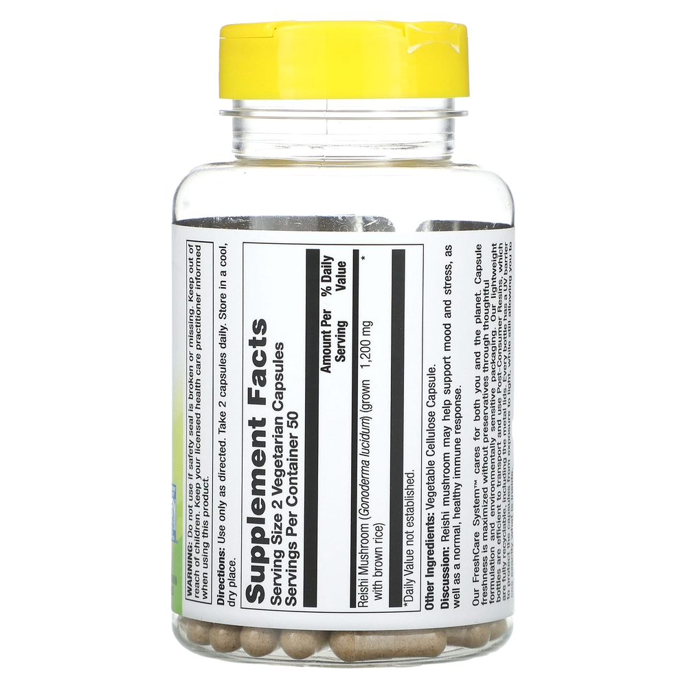 Nature's Life, Гриб рейши, 100 вегетарианских капсул (600 мг на капсулу)