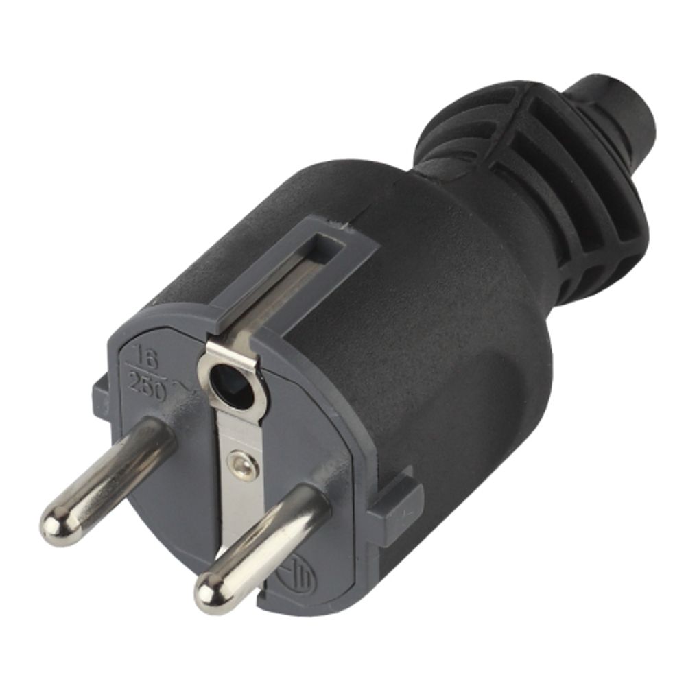 Вилка ЭРА V4(B) c заземлением 16A прямой ввод черная