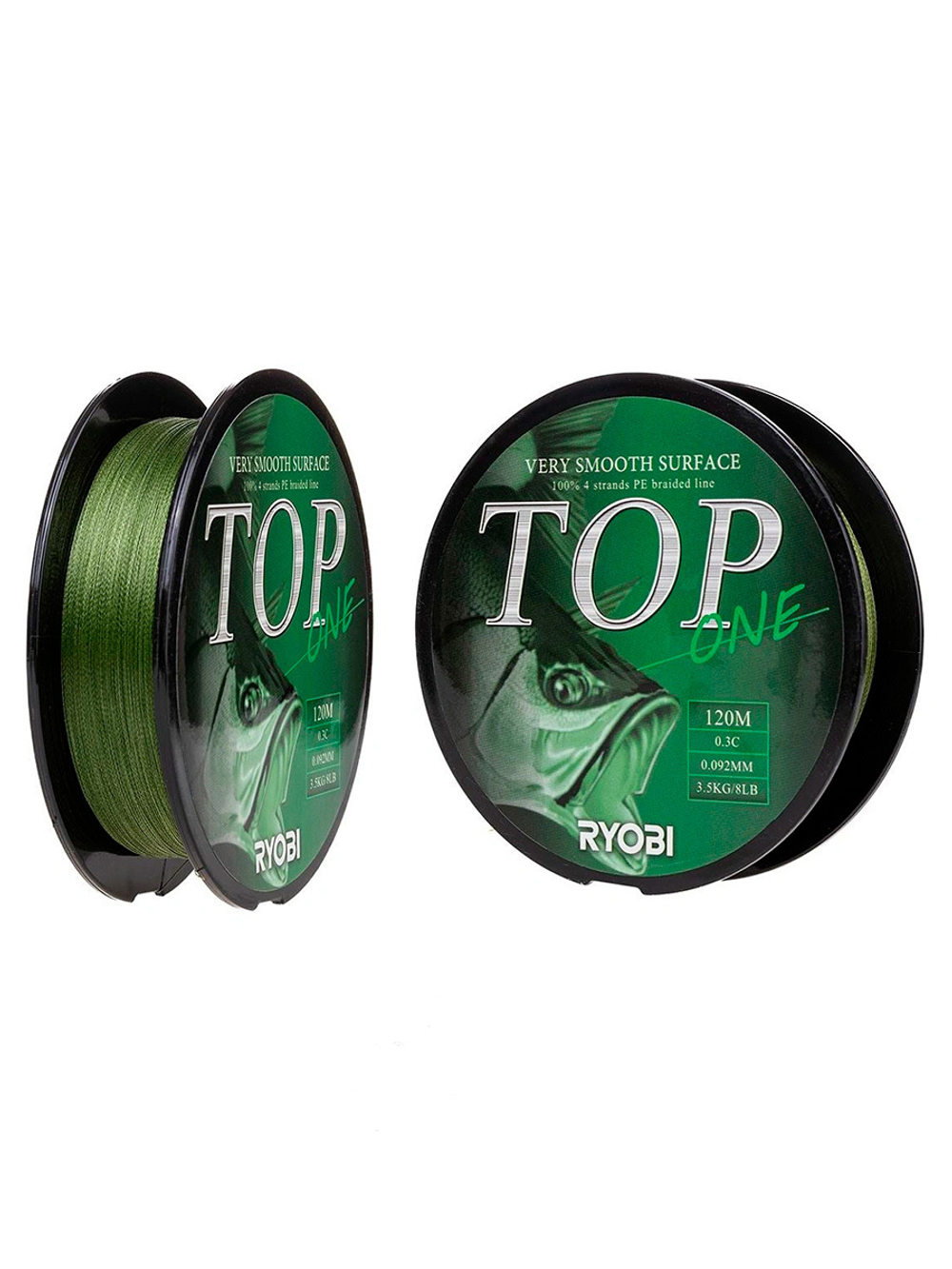 Шнур плетеный для рыбалки Ryobi TOP PE4X-120M Dark green 0.6/d-0.128mm
