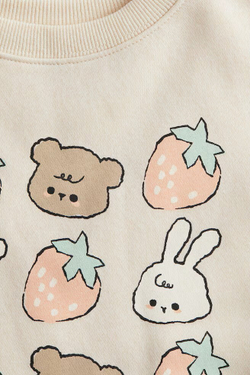 H&M Толстовка с круглым вырезом и принтом, светло-бежевый