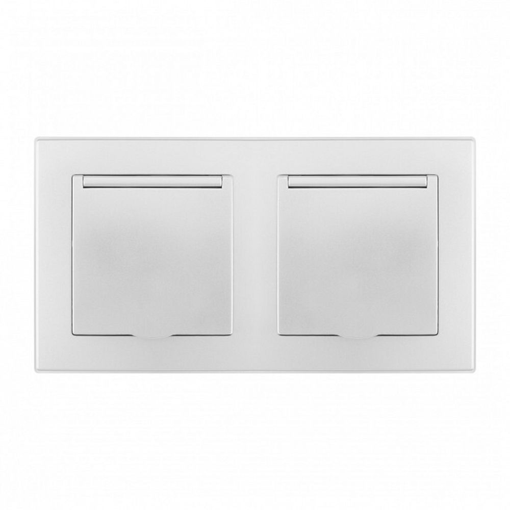 Розетка влагозащищенная с заземлением и со шторкой с крышкой Arte Milano SET06-2 SET06-2-41-1x2 silver