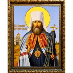 Вениамин Казанский, Петроградский, священномученик, митрополит. Икона на холсте.