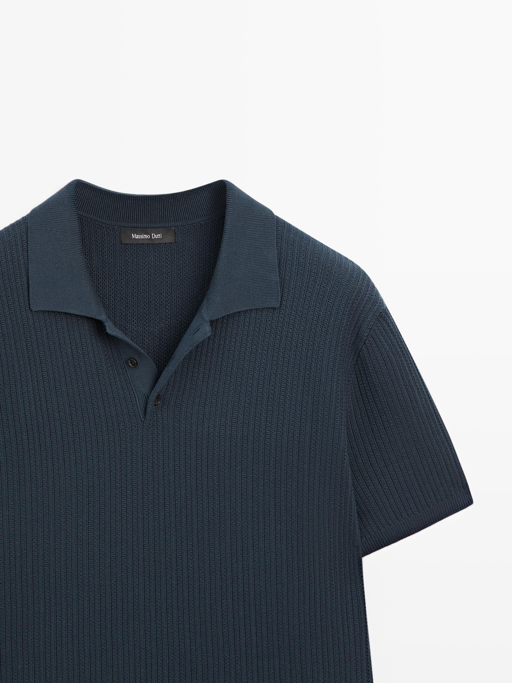 Massimo Dutti Поло из 100% хлопка с короткими рукавами, синий